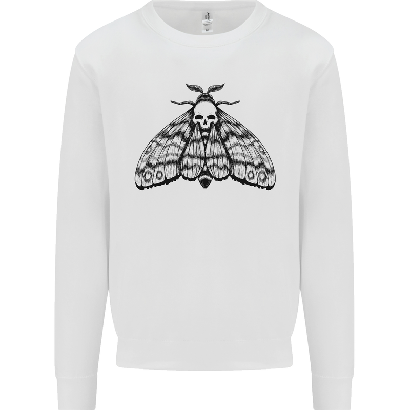 A Gothic Moth Skull Mens Sweatshirt Jumper White