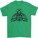 A Gothic Moth Skull Mens T-Shirt 100% Cotton Irish Green