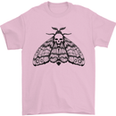A Gothic Moth Skull Mens T-Shirt 100% Cotton Light Pink