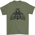 A Gothic Moth Skull Mens T-Shirt 100% Cotton Military Green