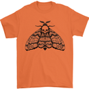A Gothic Moth Skull Mens T-Shirt 100% Cotton Orange