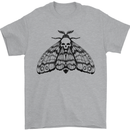 A Gothic Moth Skull Mens T-Shirt 100% Cotton Sports Grey
