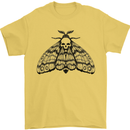 A Gothic Moth Skull Mens T-Shirt 100% Cotton Yellow