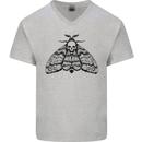 A Gothic Moth Skull Mens V-Neck Cotton T-Shirt Sports Grey