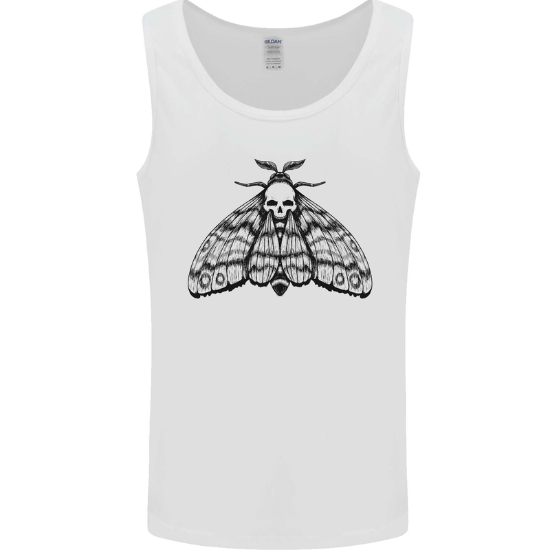 A Gothic Moth Skull Mens Vest Tank Top White