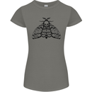 A Gothic Moth Skull Womens Petite Cut T-Shirt Charcoal