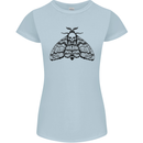 A Gothic Moth Skull Womens Petite Cut T-Shirt Light Blue