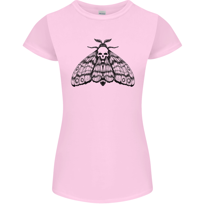 A Gothic Moth Skull Womens Petite Cut T-Shirt Light Pink