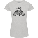 A Gothic Moth Skull Womens Petite Cut T-Shirt Sports Grey
