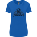 A Gothic Moth Skull Womens Wider Cut T-Shirt Royal Blue