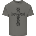 A Gothic Skull and Tentacles on a Cross Kids T-Shirt Childrens Charcoal