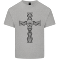 A Gothic Skull and Tentacles on a Cross Kids T-Shirt Childrens Sports Grey