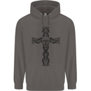 A Gothic Skull and Tentacles on a Cross Mens 80% Cotton Hoodie Charcoal