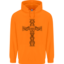 A Gothic Skull and Tentacles on a Cross Mens 80% Cotton Hoodie Orange