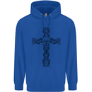 A Gothic Skull and Tentacles on a Cross Mens 80% Cotton Hoodie Royal Blue
