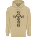A Gothic Skull and Tentacles on a Cross Mens 80% Cotton Hoodie Sand