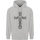 A Gothic Skull and Tentacles on a Cross Mens 80% Cotton Hoodie Sports Grey