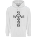 A Gothic Skull and Tentacles on a Cross Mens 80% Cotton Hoodie White