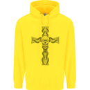 A Gothic Skull and Tentacles on a Cross Mens 80% Cotton Hoodie Yellow