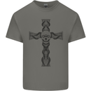 A Gothic Skull and Tentacles on a Cross Mens Cotton T-Shirt Tee Top Charcoal