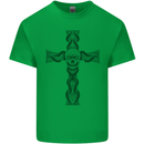 A Gothic Skull and Tentacles on a Cross Mens Cotton T-Shirt Tee Top Irish Green