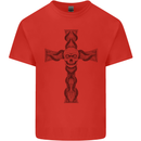 A Gothic Skull and Tentacles on a Cross Mens Cotton T-Shirt Tee Top Red