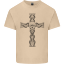 A Gothic Skull and Tentacles on a Cross Mens Cotton T-Shirt Tee Top Sand