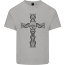 A Gothic Skull and Tentacles on a Cross Mens Cotton T-Shirt Tee Top Sports Grey