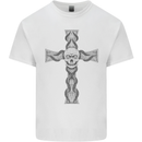 A Gothic Skull and Tentacles on a Cross Mens Cotton T-Shirt Tee Top White