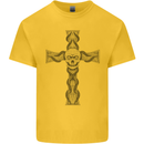 A Gothic Skull and Tentacles on a Cross Mens Cotton T-Shirt Tee Top Yellow