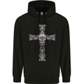 A Gothic Skull and Tentacles on a Cross Mens Hoodie Black