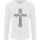 A Gothic Skull and Tentacles on a Cross Mens Long Sleeve T-Shirt White