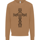 A Gothic Skull and Tentacles on a Cross Mens Sweatshirt Jumper Caramel Latte