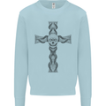 A Gothic Skull and Tentacles on a Cross Mens Sweatshirt Jumper Light Blue