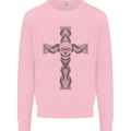 A Gothic Skull and Tentacles on a Cross Mens Sweatshirt Jumper Light Pink