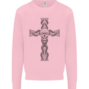 A Gothic Skull and Tentacles on a Cross Mens Sweatshirt Jumper Light Pink