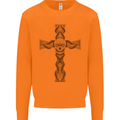 A Gothic Skull and Tentacles on a Cross Mens Sweatshirt Jumper Orange