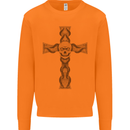 A Gothic Skull and Tentacles on a Cross Mens Sweatshirt Jumper Orange