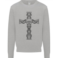 A Gothic Skull and Tentacles on a Cross Mens Sweatshirt Jumper Sports Grey