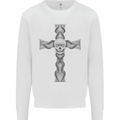 A Gothic Skull and Tentacles on a Cross Mens Sweatshirt Jumper White