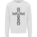 A Gothic Skull and Tentacles on a Cross Mens Sweatshirt Jumper White