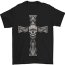 A Gothic Skull and Tentacles on a Cross Mens T-Shirt Cotton Gildan Black