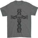 A Gothic Skull and Tentacles on a Cross Mens T-Shirt Cotton Gildan Charcoal