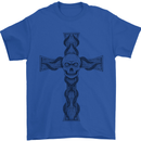 A Gothic Skull and Tentacles on a Cross Mens T-Shirt Cotton Gildan Royal Blue