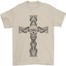 A Gothic Skull and Tentacles on a Cross Mens T-Shirt Cotton Gildan Sand