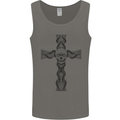 A Gothic Skull and Tentacles on a Cross Mens Vest Tank Top Charcoal