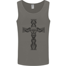 A Gothic Skull and Tentacles on a Cross Mens Vest Tank Top Charcoal