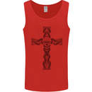 A Gothic Skull and Tentacles on a Cross Mens Vest Tank Top Red
