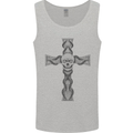 A Gothic Skull and Tentacles on a Cross Mens Vest Tank Top Sports Grey