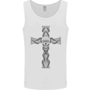A Gothic Skull and Tentacles on a Cross Mens Vest Tank Top White